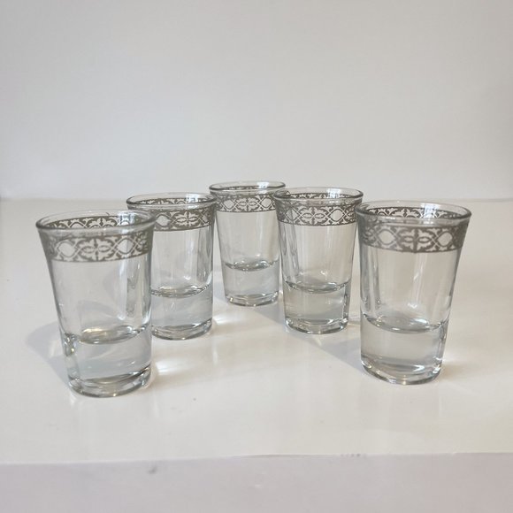 Vintage Sterling Silver Overlay Cocktail Shot Glasses- Barware, Set of 5 - Picture 8 of 14